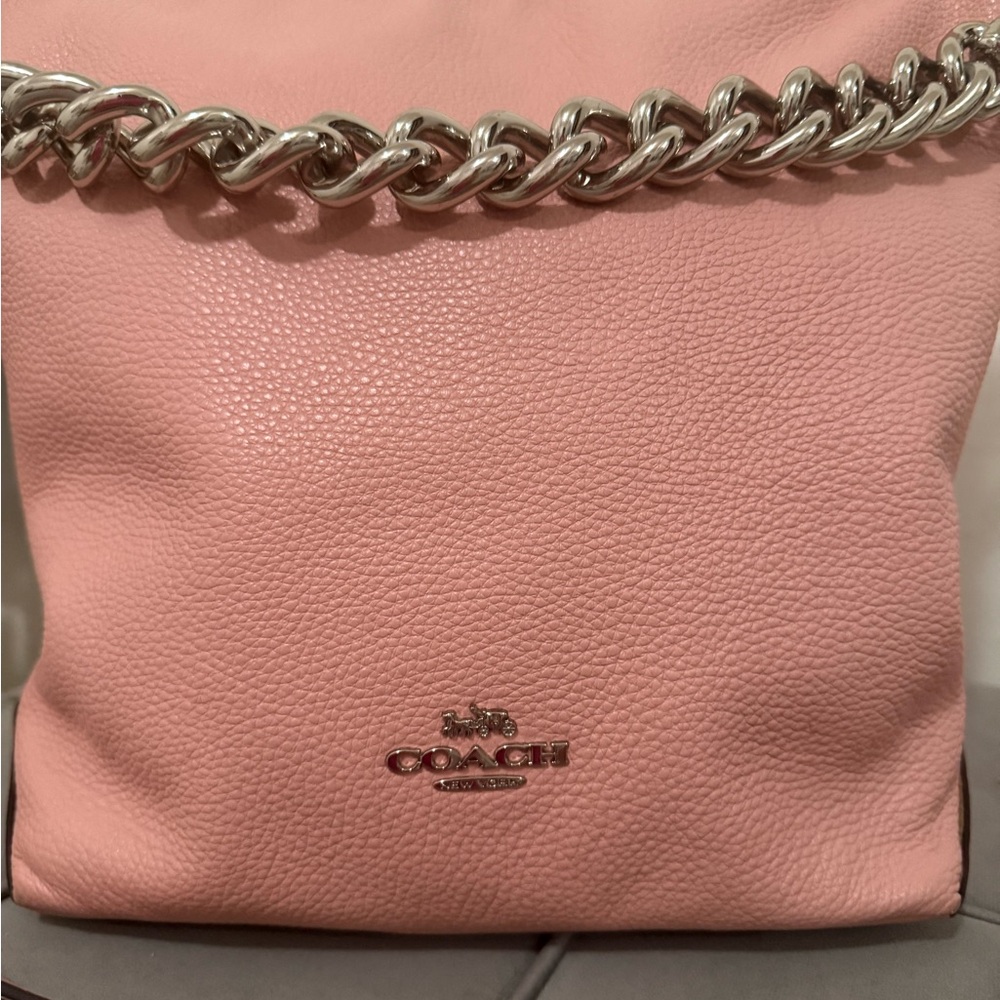 Coach Blush Leather Shoulder Bag with Chain